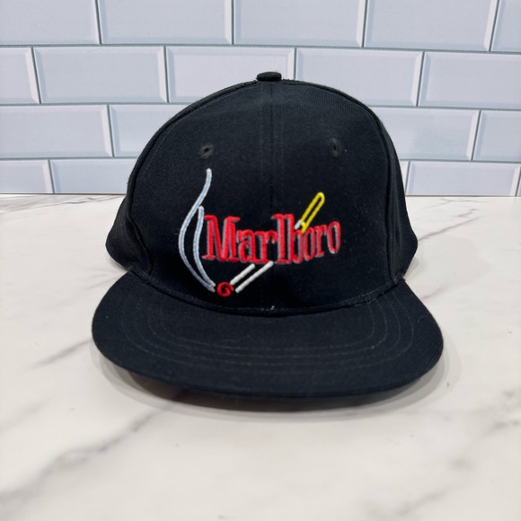 Vintage 90s Marlboro Tobacco Cigarette Logo Promotional Advertisement Hat Adult - Picture 1 of 9